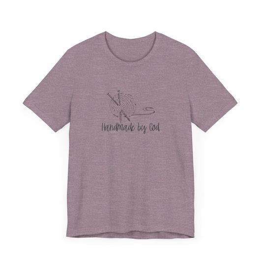 "Handmade by God" (yarn design) Unisex Jersey Short Sleeve Tee