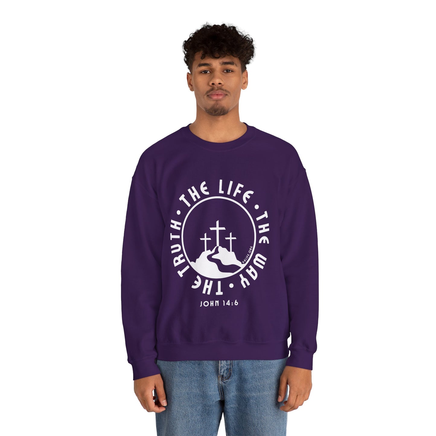 John 14:6 Single Color Crewneck Sweatshirt