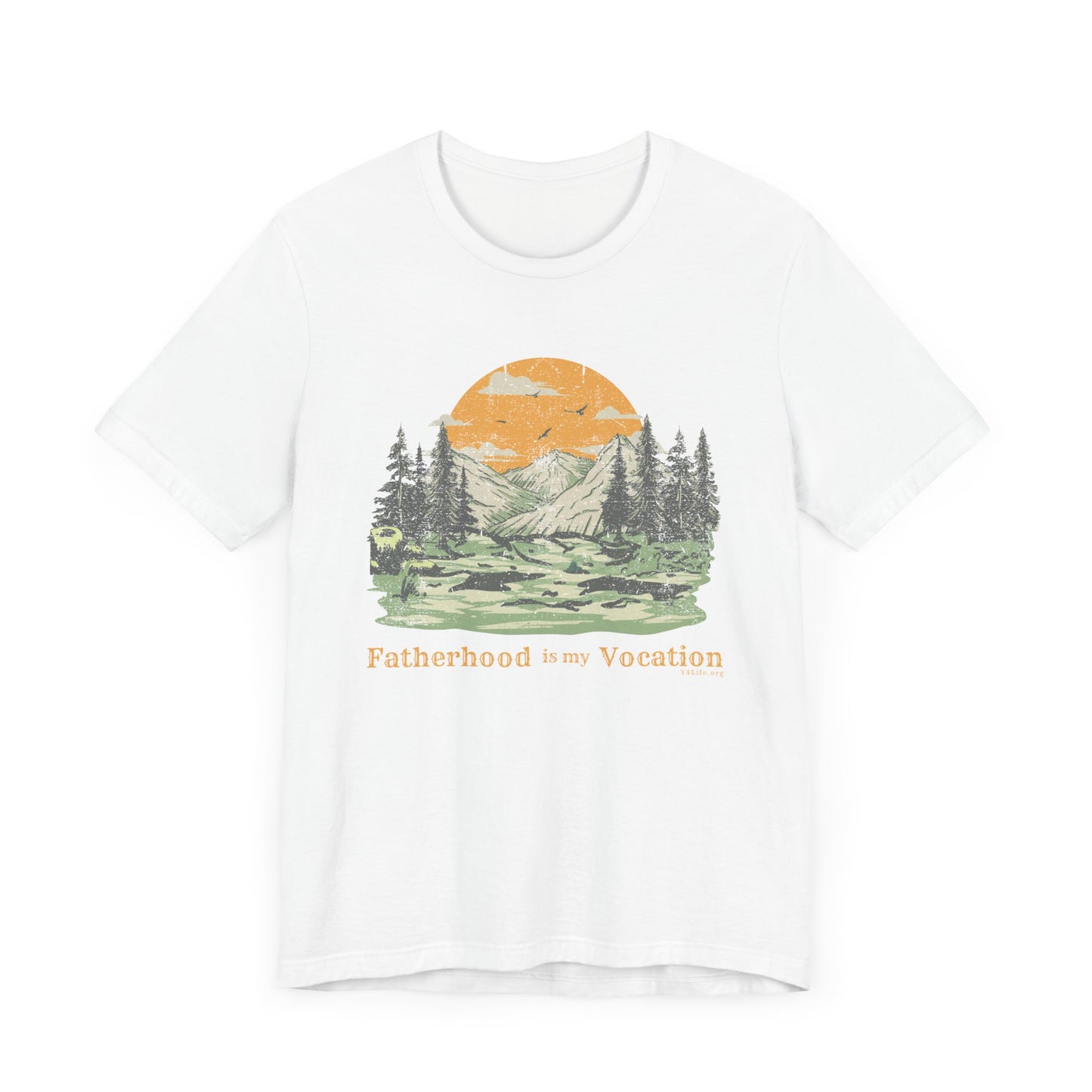 "Fatherhood is my Vocation" (mountains) Unisex Jersey Short Sleeve Tee
