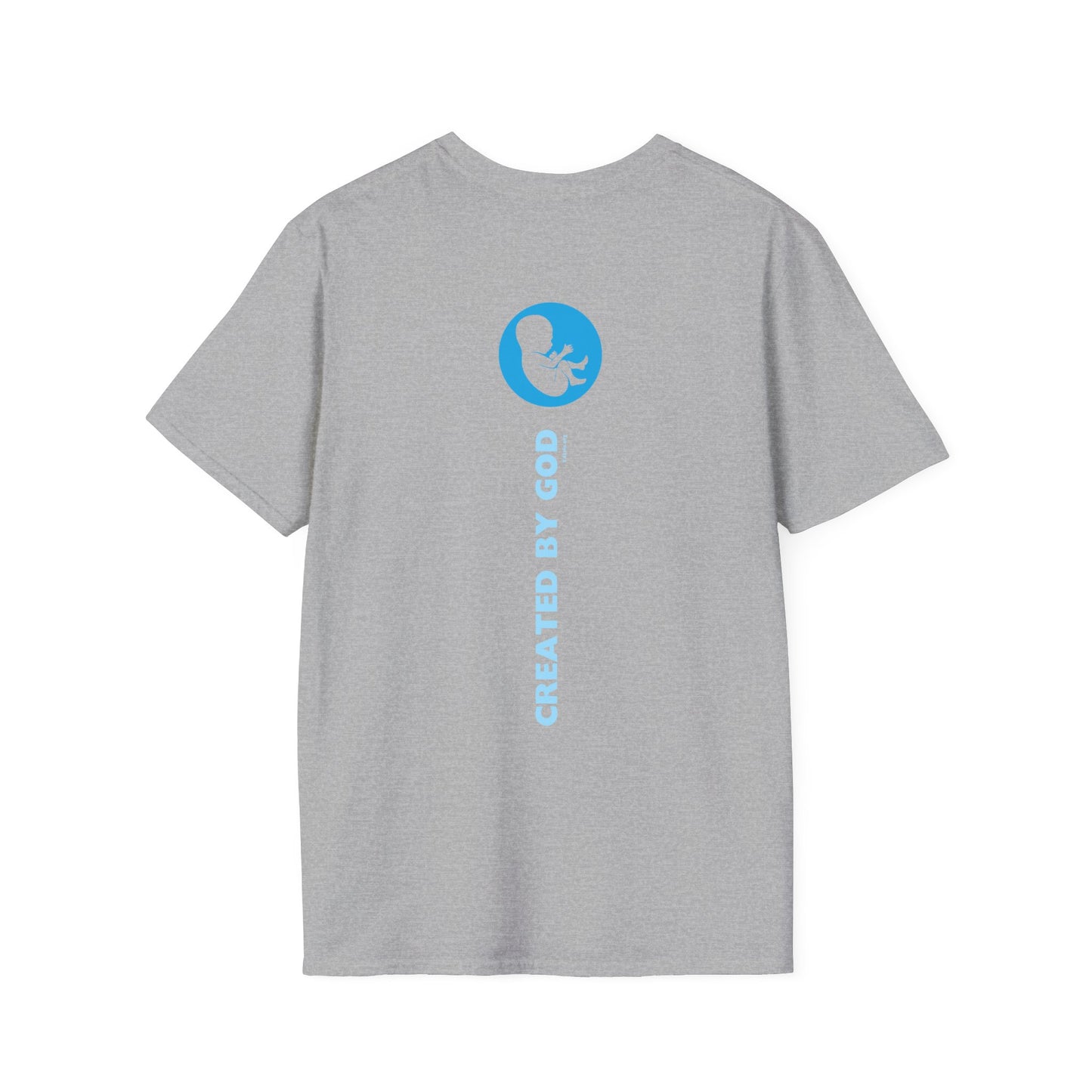 Created by God Blue Unisex Softstyle T-Shirt