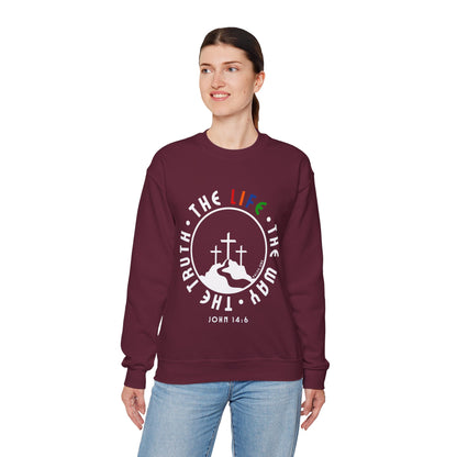 John 14:6 Multicolor Crewneck Sweatshirt
