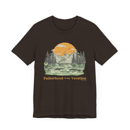 "Fatherhood is my Vocation" (mountains) Unisex Jersey Short Sleeve Tee