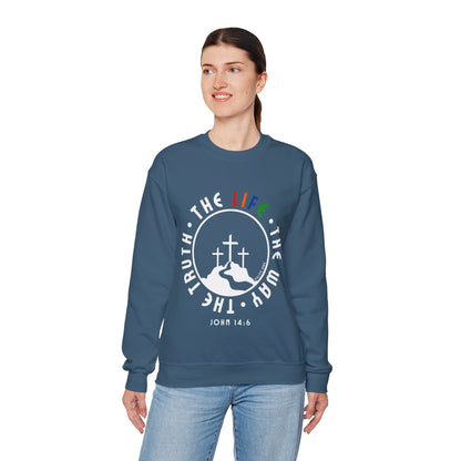 John 14:6 Multicolor Crewneck Sweatshirt