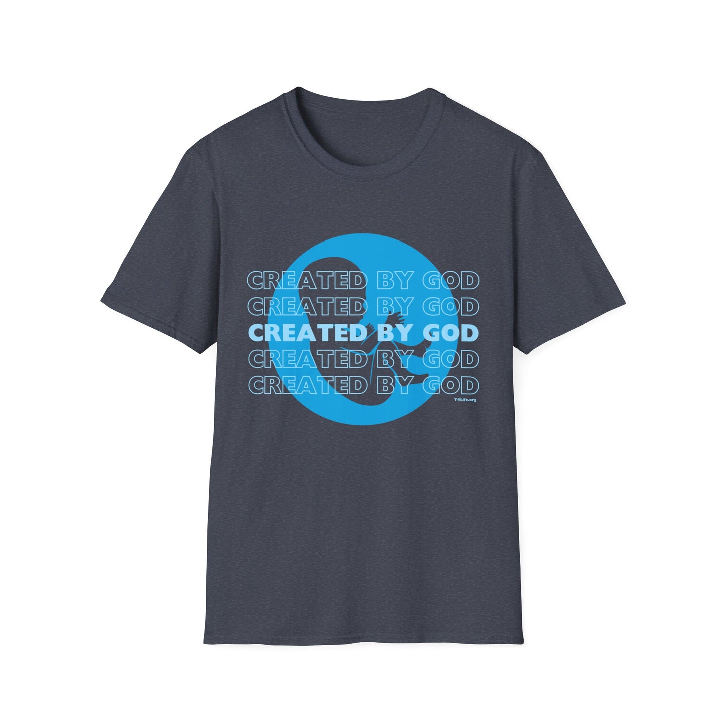 Created by God Blue Unisex Softstyle T-Shirt