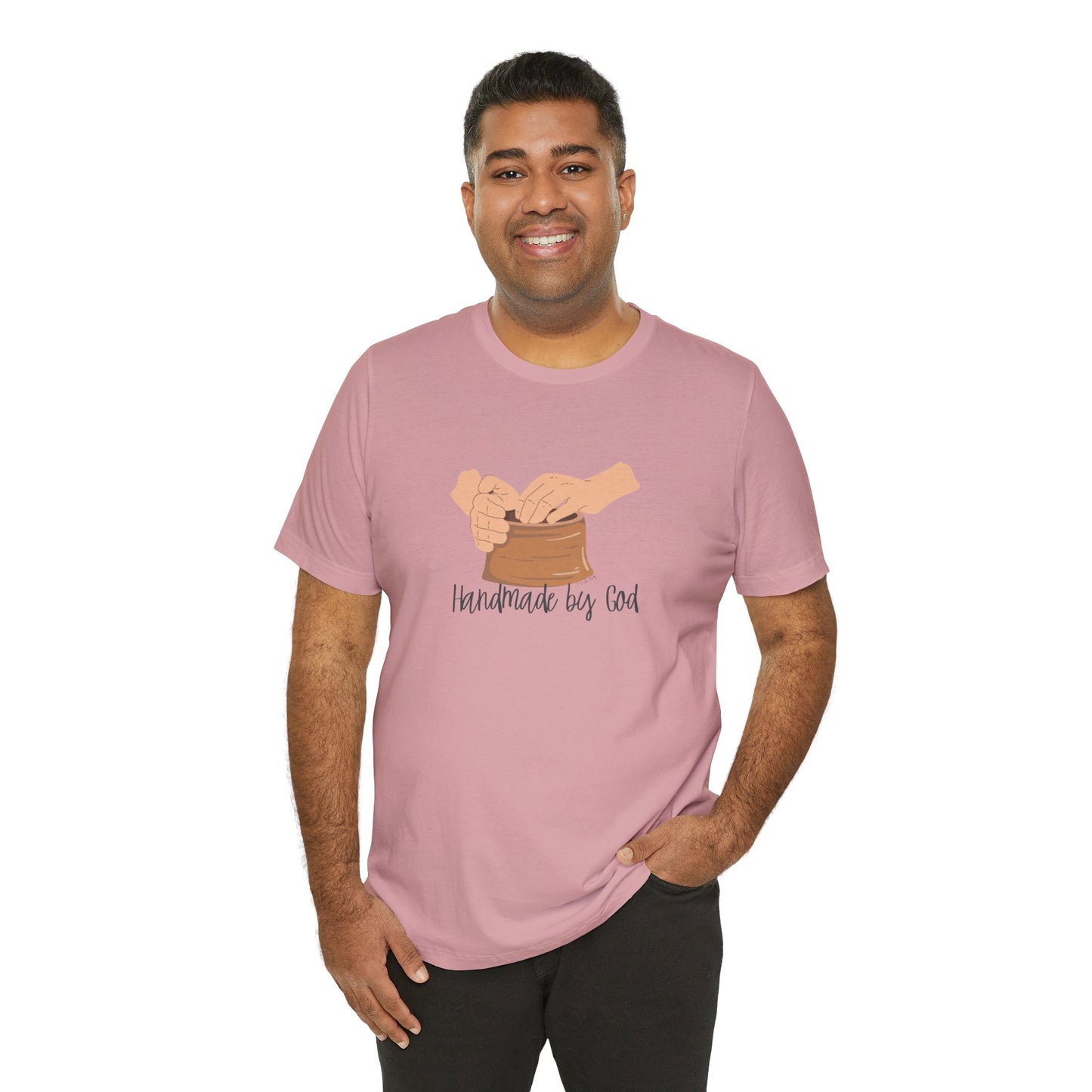"Handmade by God" (pottery) Unisex Jersey Short Sleeve Tee