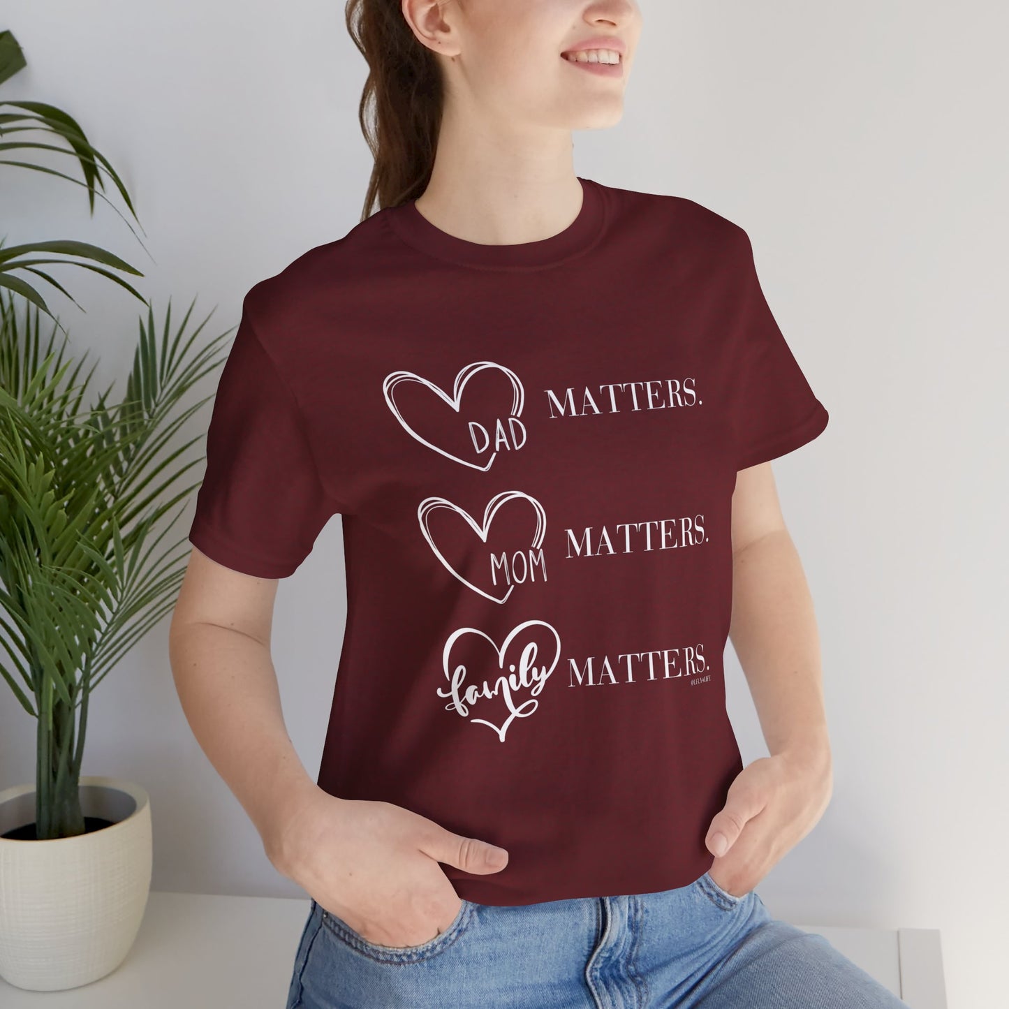 "Family Matters" (white print) Unisex Jersey Short Sleeve Tee