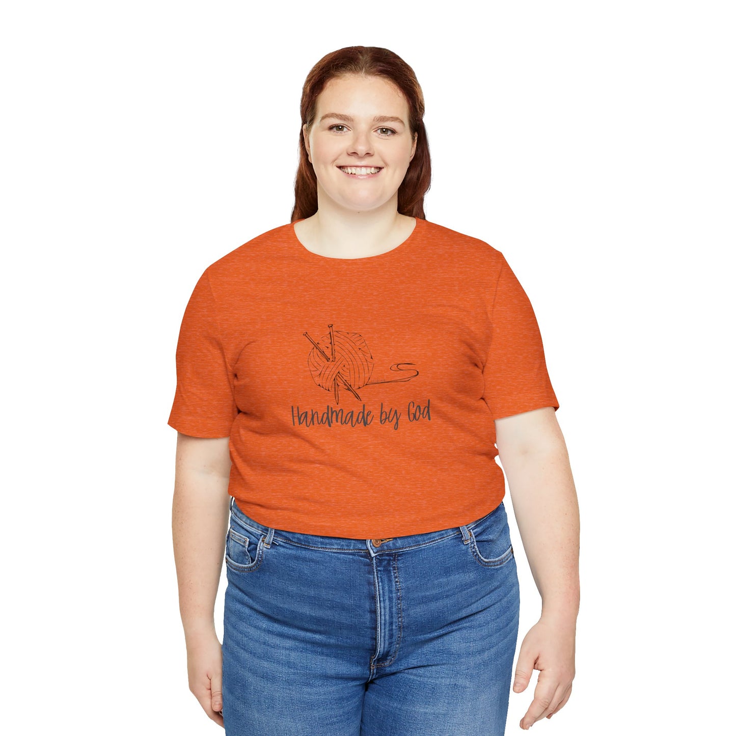 "Handmade by God" (yarn design) Unisex Jersey Short Sleeve Tee
