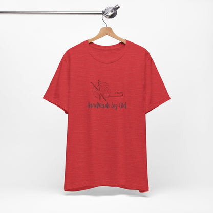 "Handmade by God" (yarn design) Unisex Jersey Short Sleeve Tee