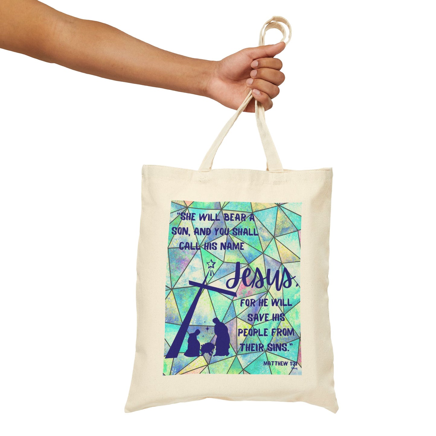 Matthew 1:21 Cotton Canvas Tote Bag