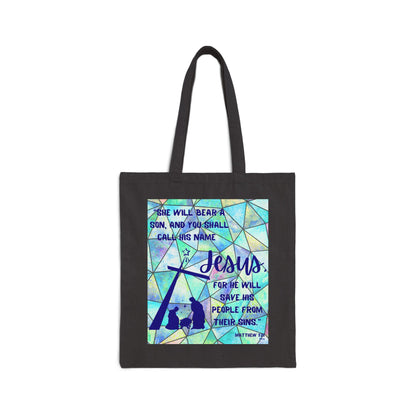 Matthew 1:21 Cotton Canvas Tote Bag