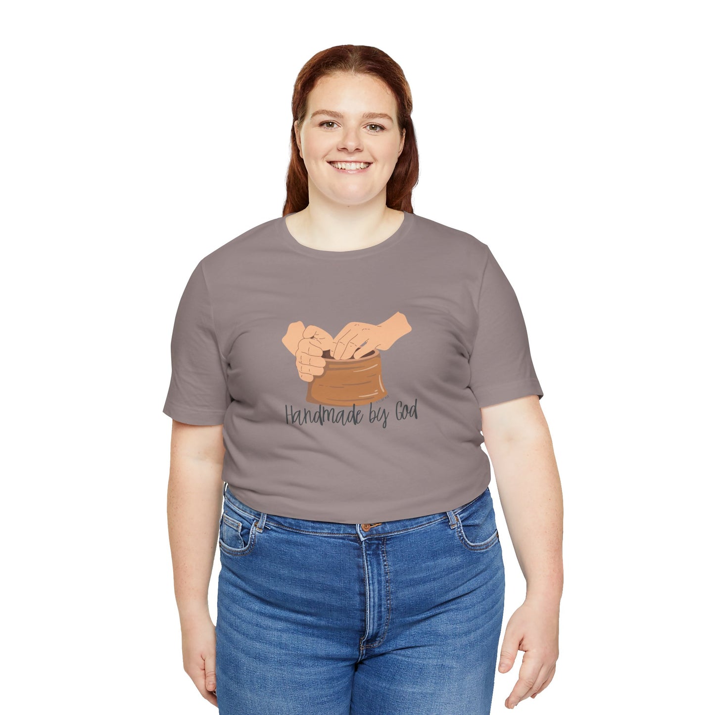 "Handmade by God" (pottery) Unisex Jersey Short Sleeve Tee