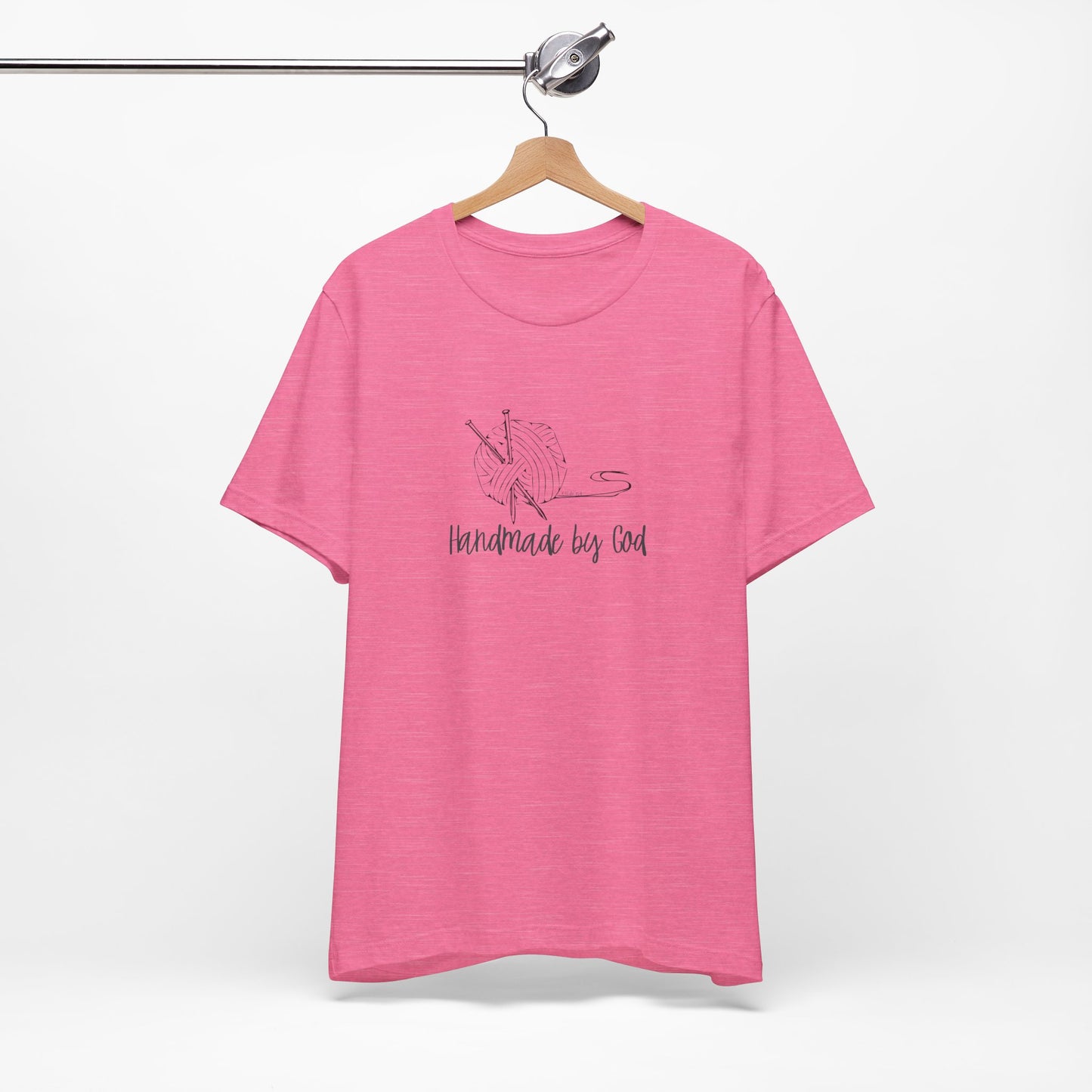 "Handmade by God" (yarn design) Unisex Jersey Short Sleeve Tee