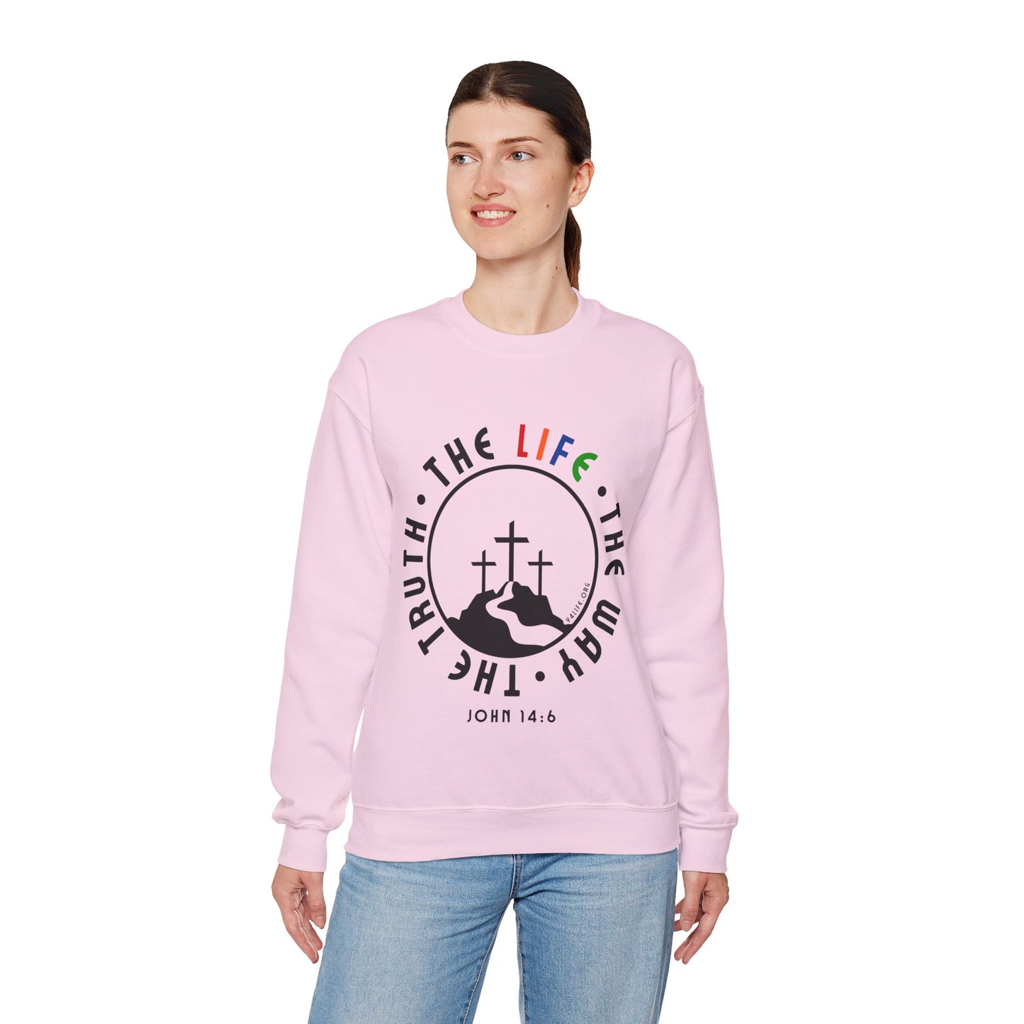 John 14:6 Multicolor Crewneck Sweatshirt