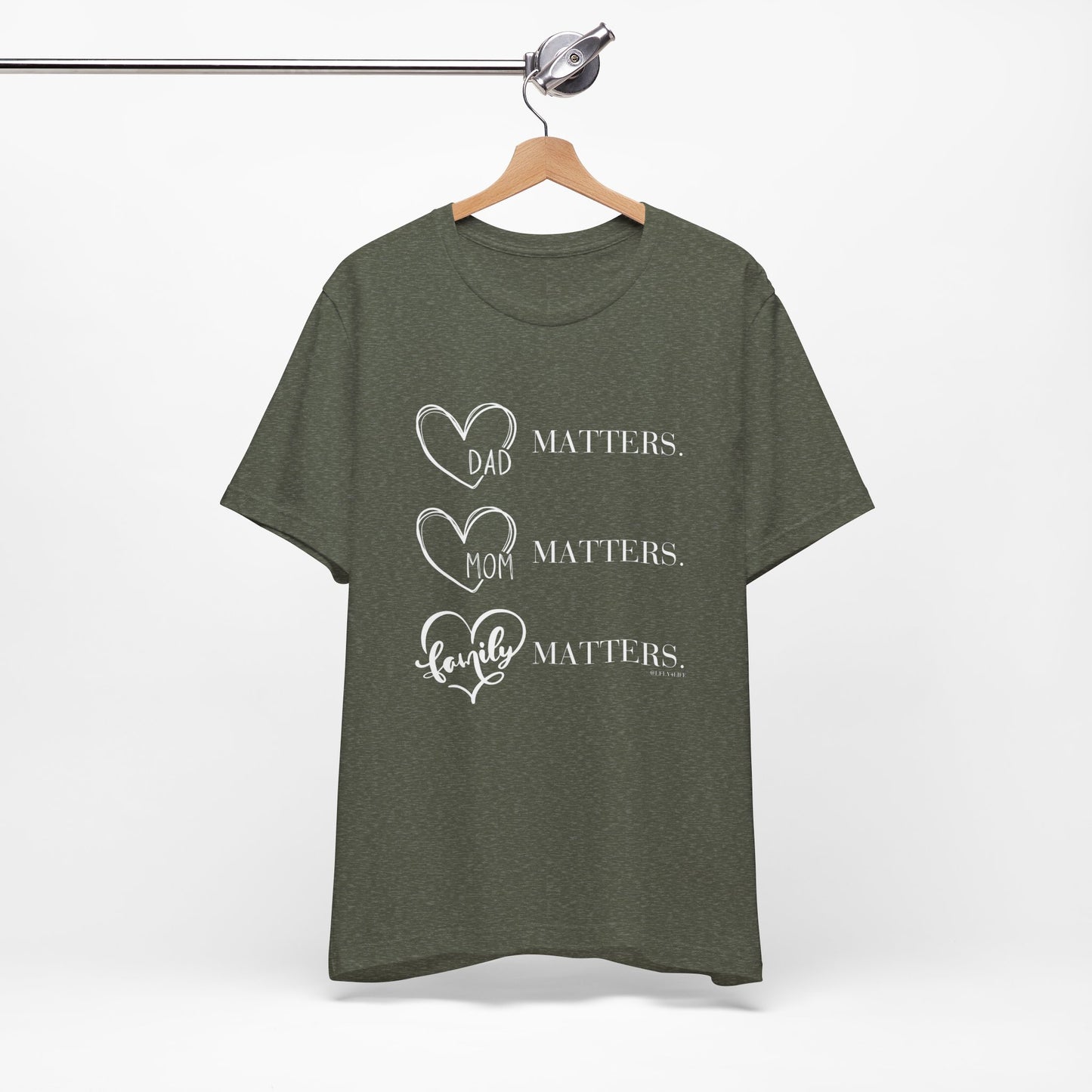 "Family Matters" (white print) Unisex Jersey Short Sleeve Tee