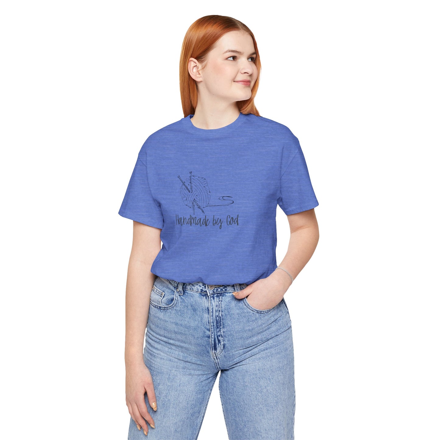 "Handmade by God" (yarn design) Unisex Jersey Short Sleeve Tee