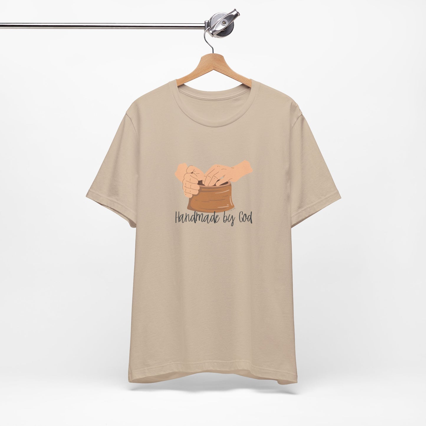 "Handmade by God" (pottery) Unisex Jersey Short Sleeve Tee