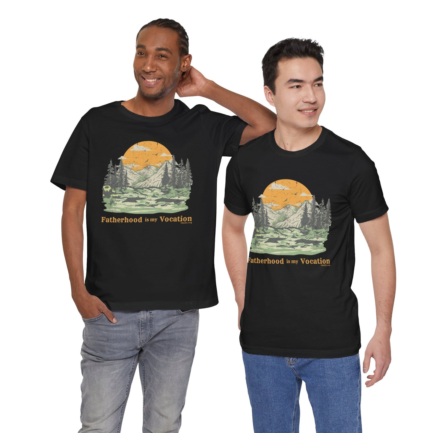 "Fatherhood is my Vocation" (mountains) Unisex Jersey Short Sleeve Tee