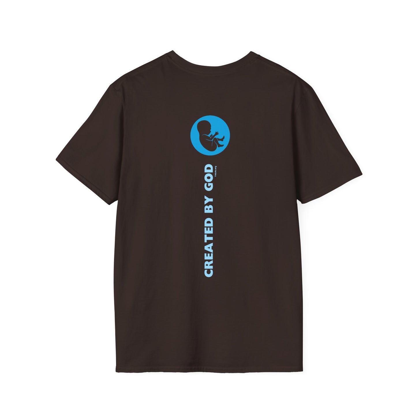 Created by God Blue Unisex Softstyle T-Shirt