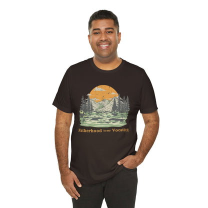"Fatherhood is my Vocation" (mountains) Unisex Jersey Short Sleeve Tee