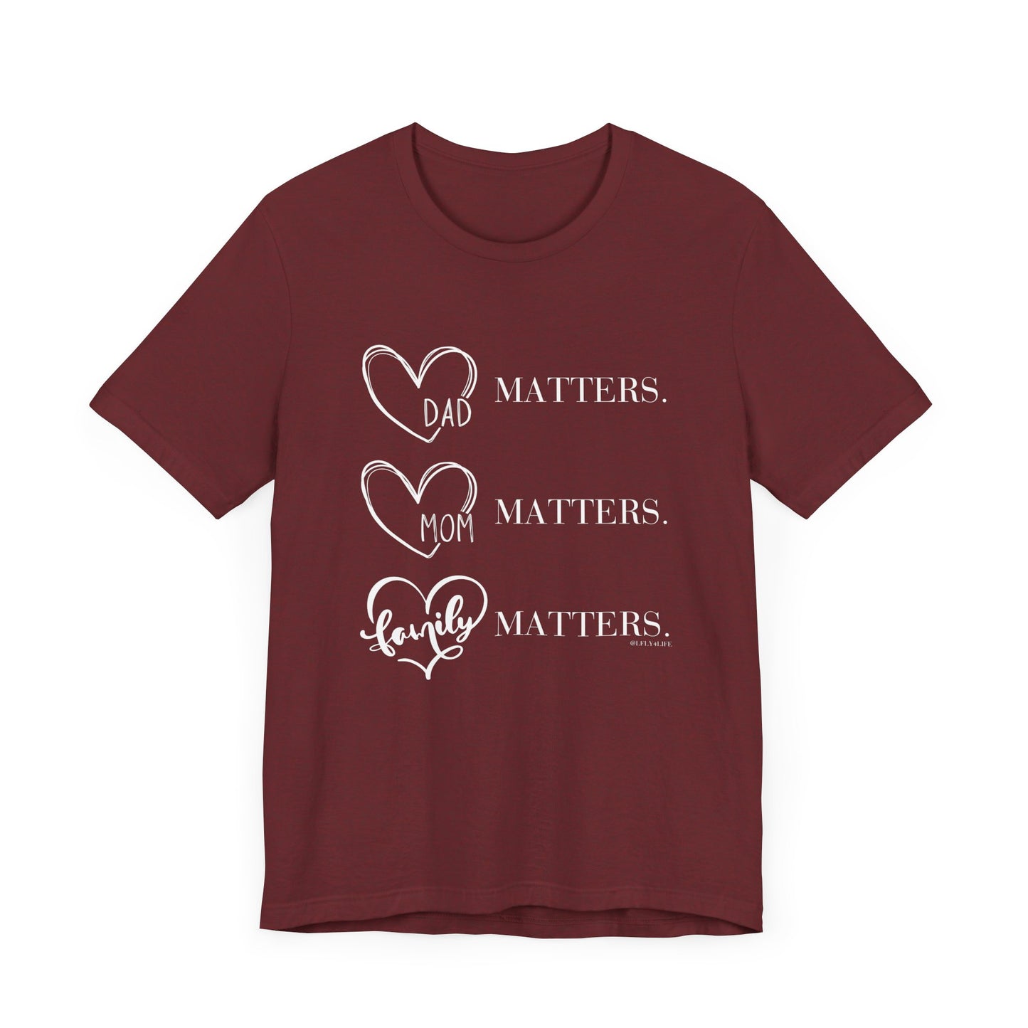 "Family Matters" (white print) Unisex Jersey Short Sleeve Tee