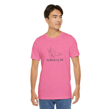 "Handmade by God" (yarn design) Unisex Jersey Short Sleeve Tee