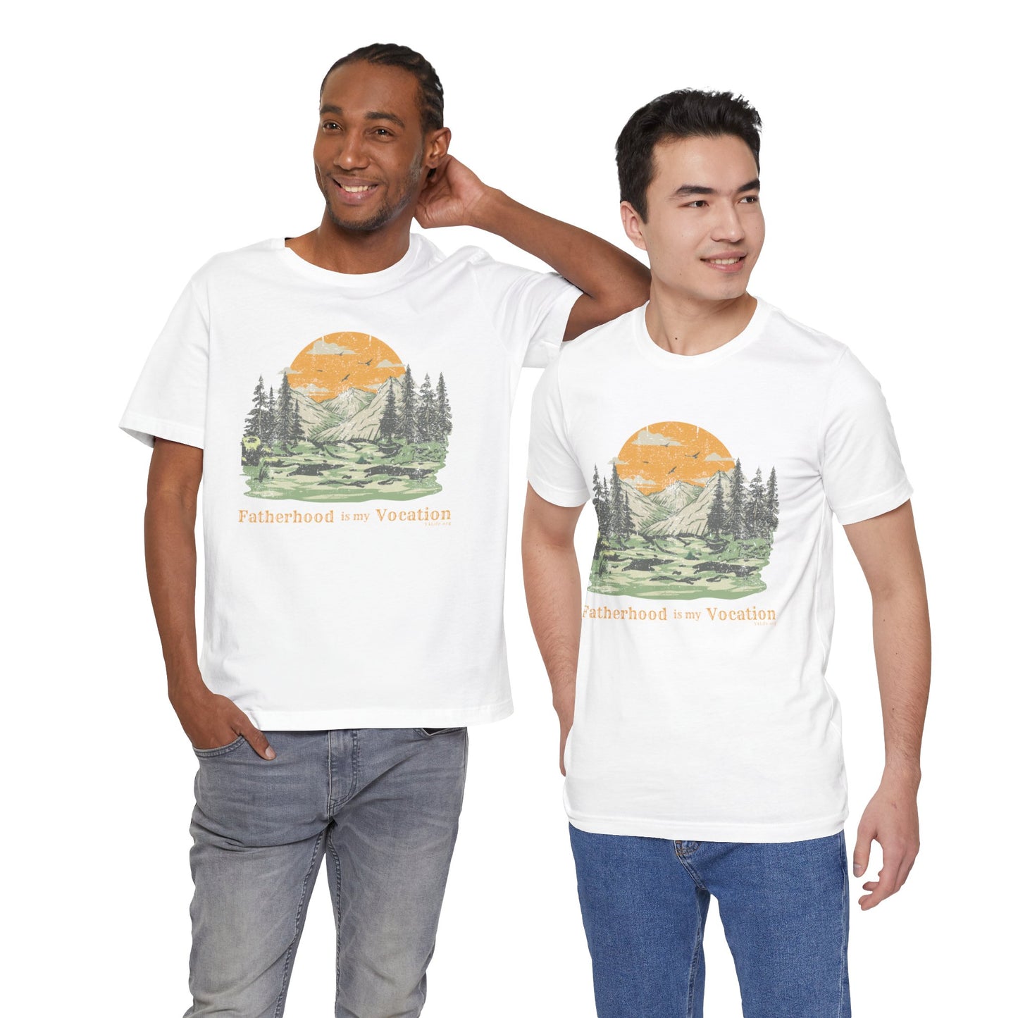 "Fatherhood is my Vocation" (mountains) Unisex Jersey Short Sleeve Tee