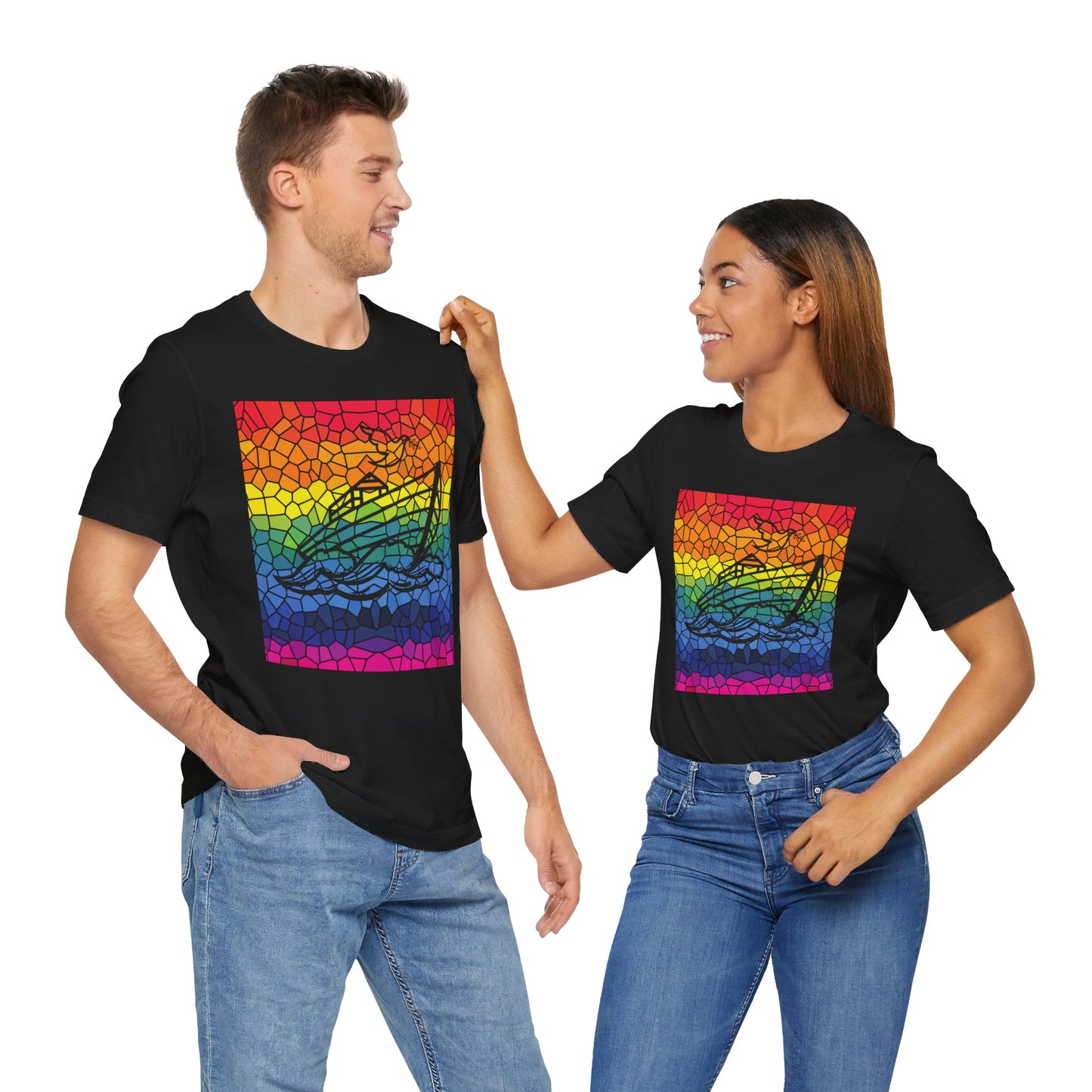 Noah's Ark Stained Glass Unisex Jersey Short Sleeve Tee