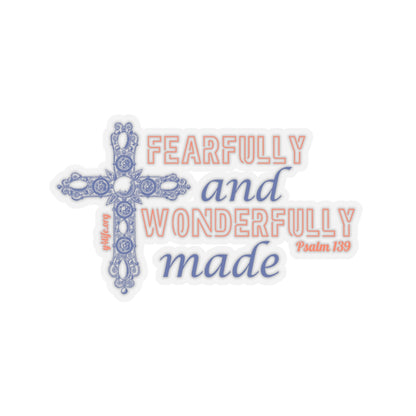 Psalm 139 Blue Cross Kiss-Cut Sticker