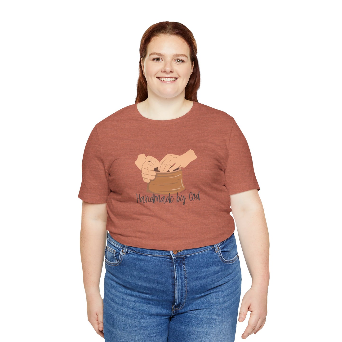 "Handmade by God" (pottery) Unisex Jersey Short Sleeve Tee