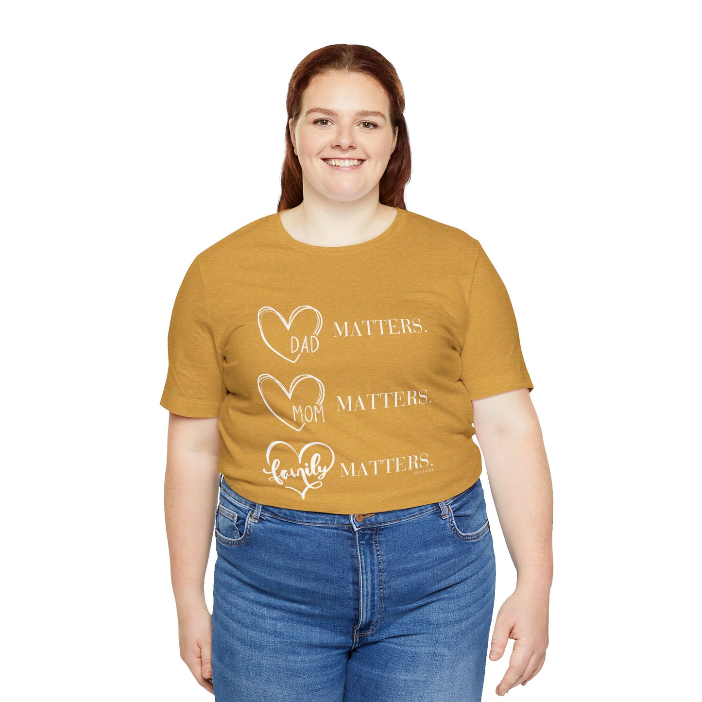 "Family Matters" (white print) Unisex Jersey Short Sleeve Tee