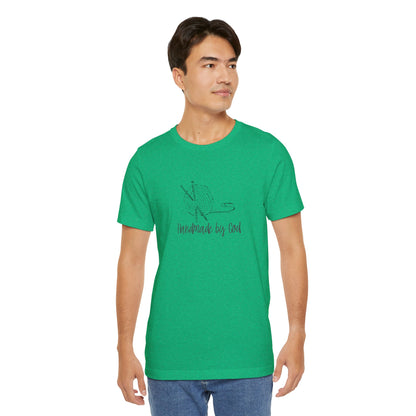 "Handmade by God" (yarn design) Unisex Jersey Short Sleeve Tee