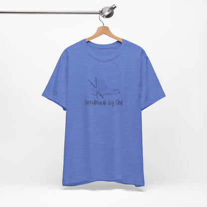 "Handmade by God" (yarn design) Unisex Jersey Short Sleeve Tee