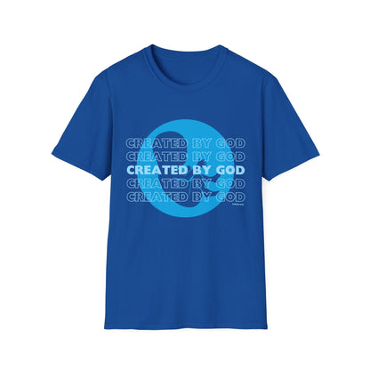 Created by God Blue Unisex Softstyle T-Shirt