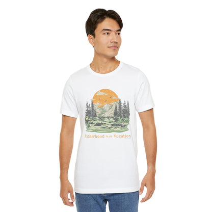 "Fatherhood is my Vocation" (mountains) Unisex Jersey Short Sleeve Tee