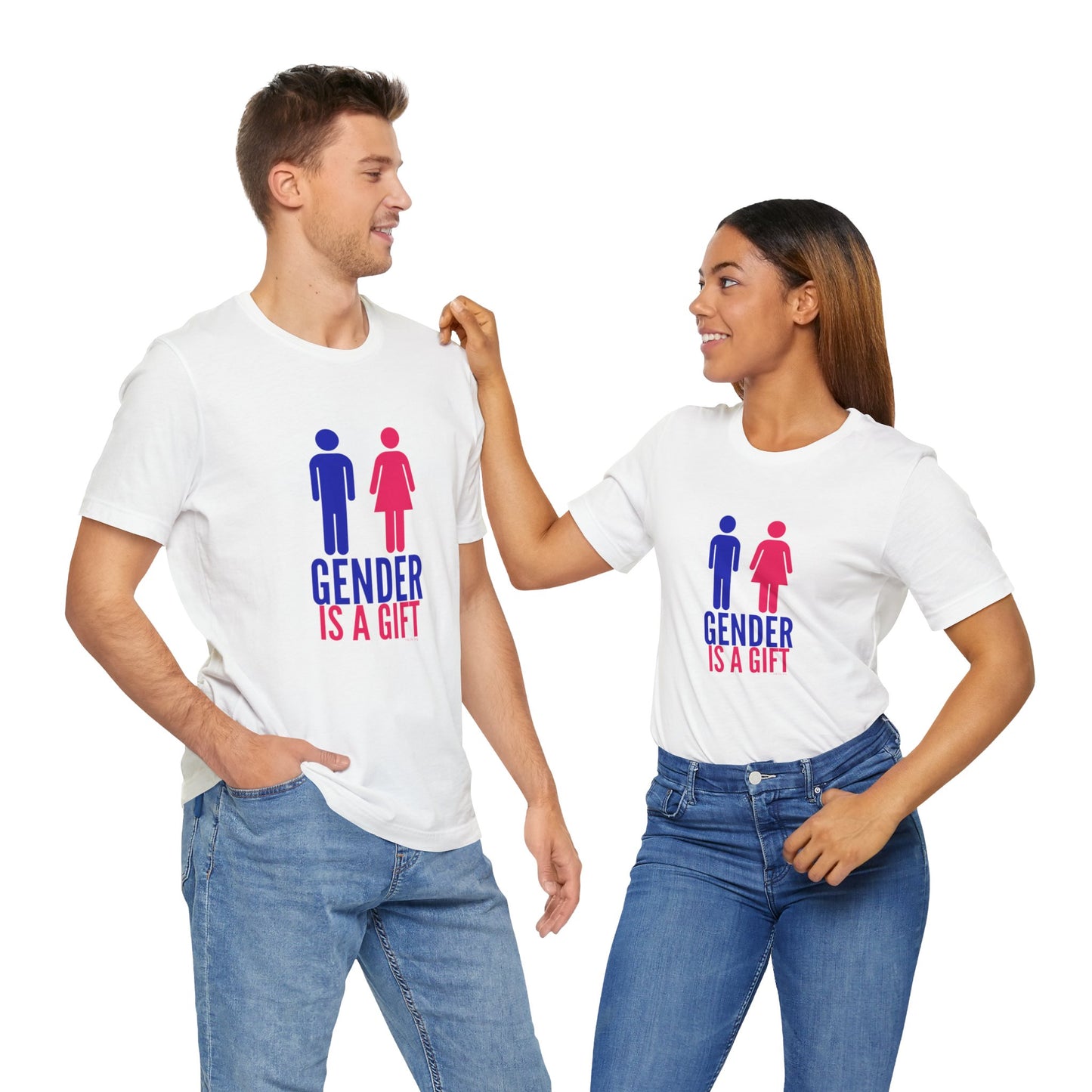 "Gender is a Gift" (full bodies) Unisex Jersey Short Sleeve Tee