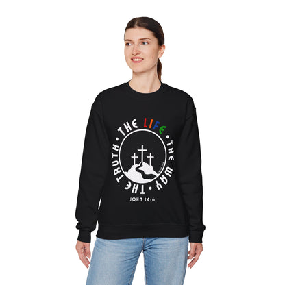 John 14:6 Multicolor Crewneck Sweatshirt