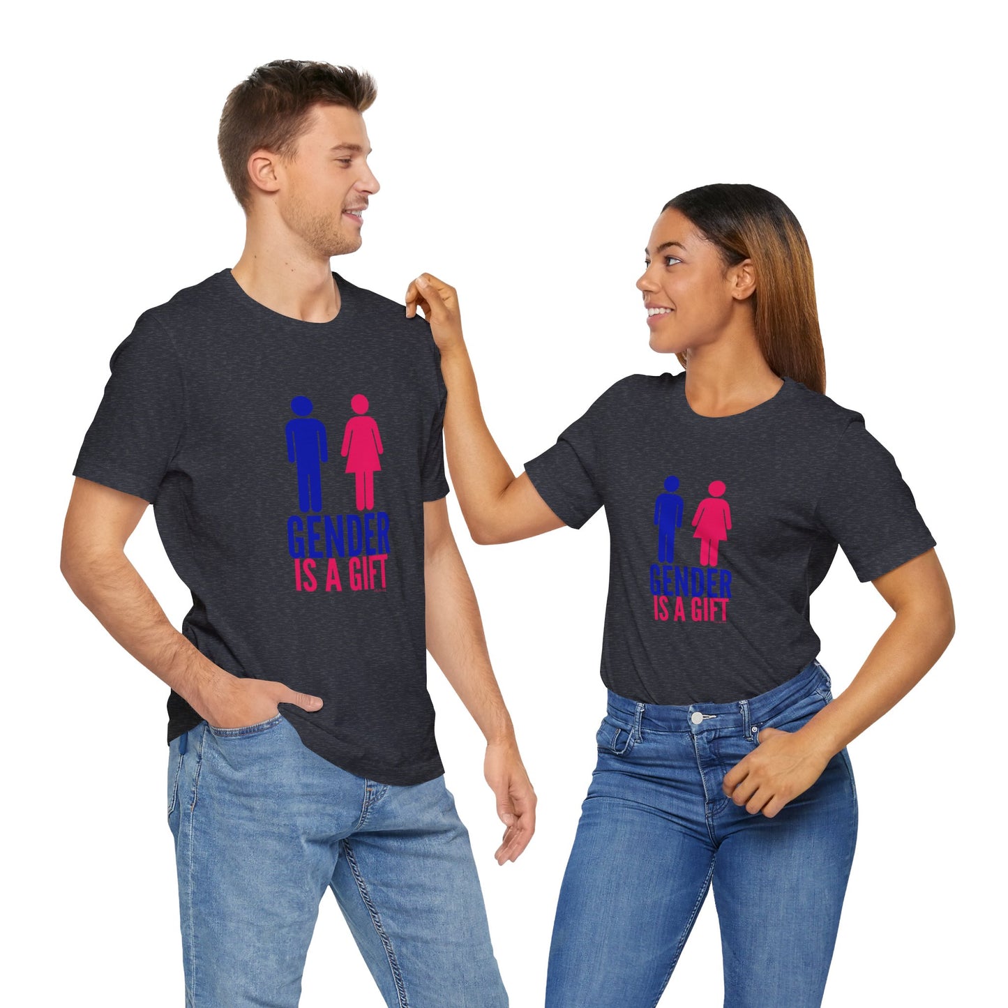 "Gender is a Gift" (full bodies) Unisex Jersey Short Sleeve Tee