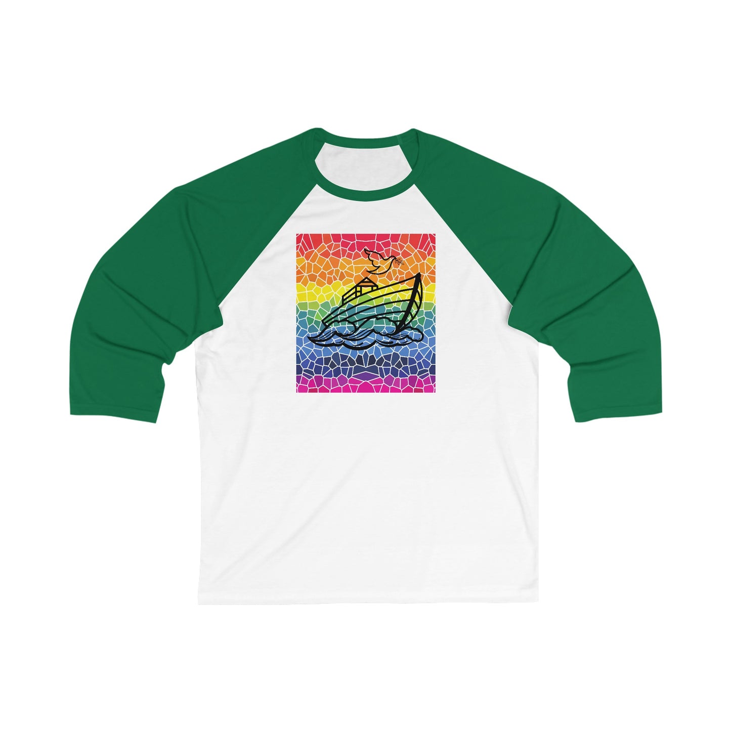 Noah's Ark Stained Glass Unisex 3/4 Sleeve Baseball Tee