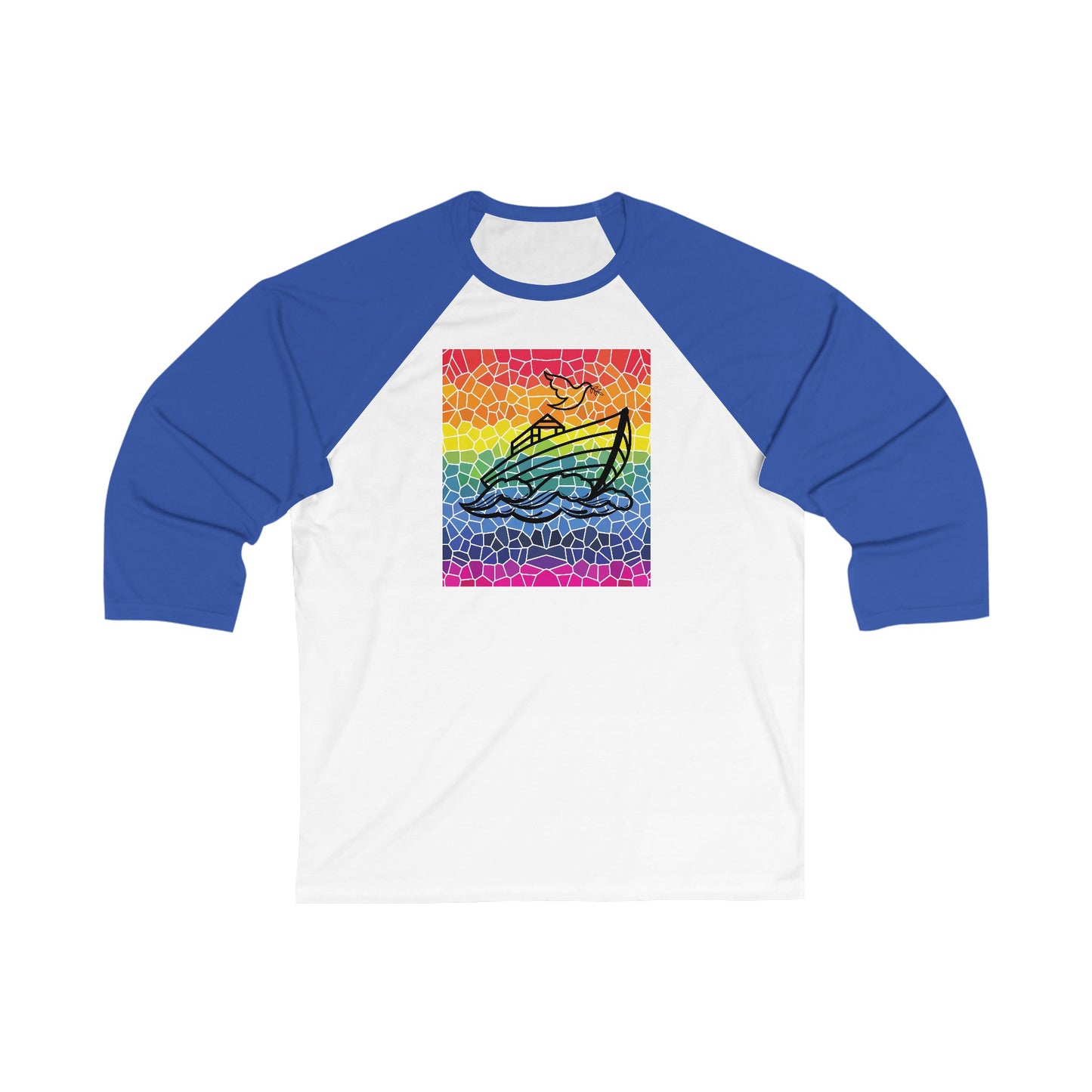 Noah's Ark Stained Glass Unisex 3/4 Sleeve Baseball Tee