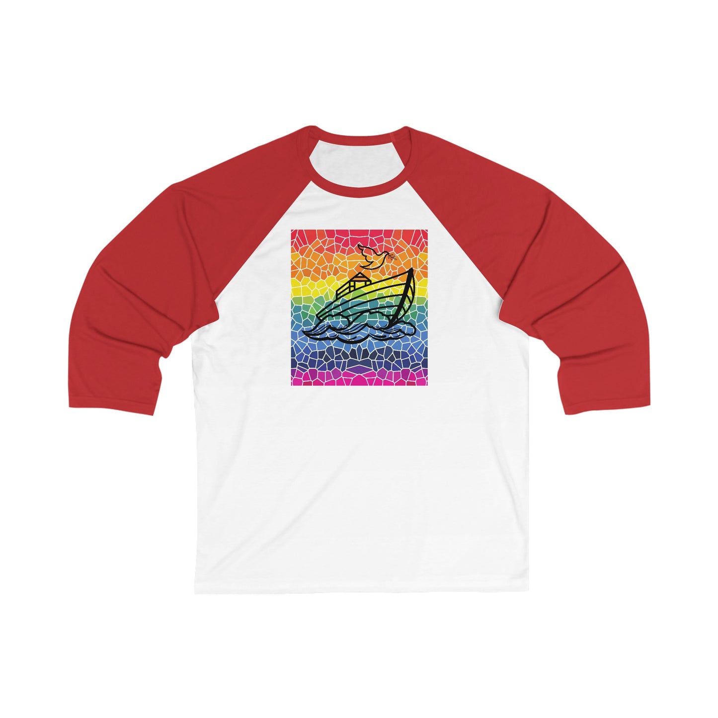 Noah's Ark Stained Glass Unisex 3/4 Sleeve Baseball Tee