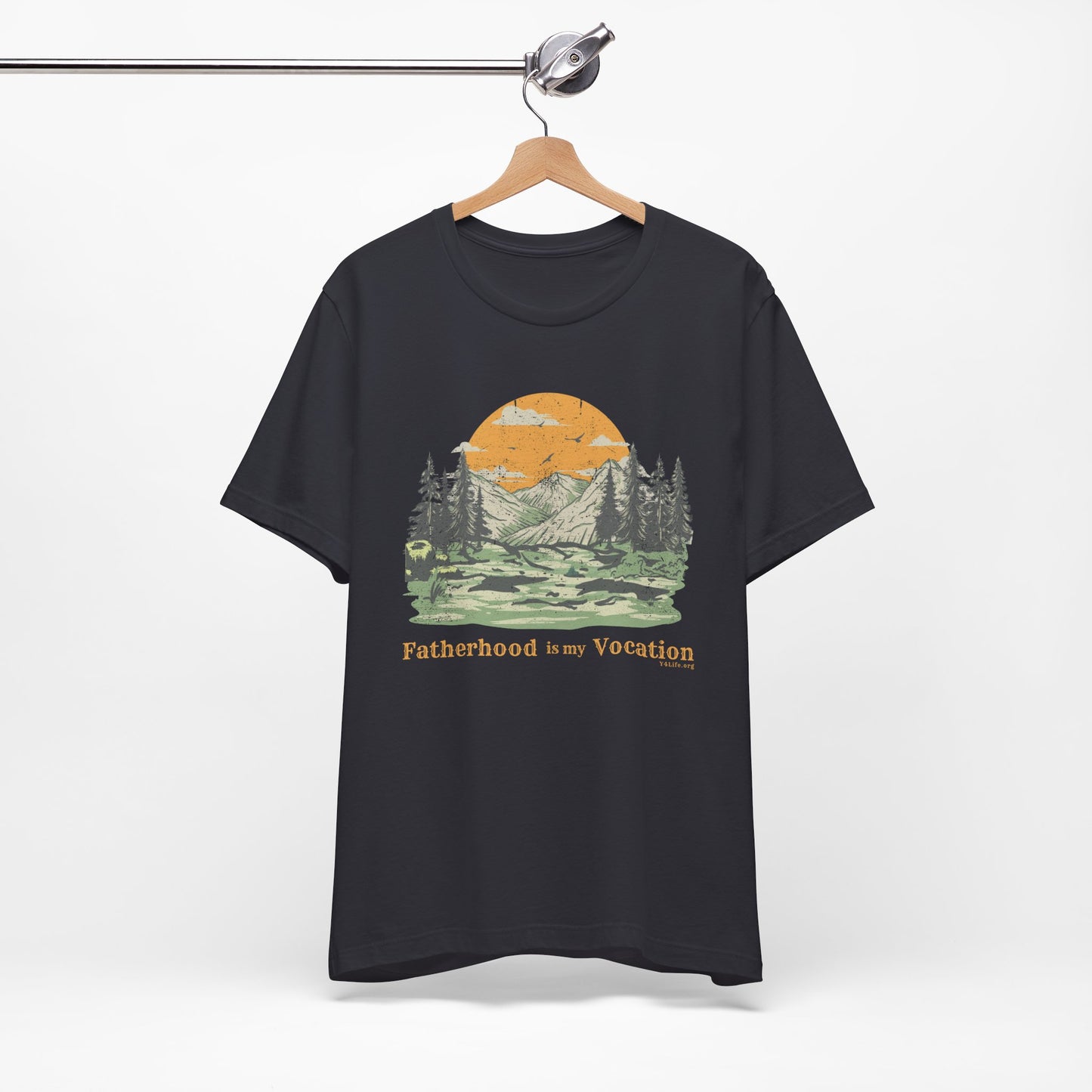 "Fatherhood is my Vocation" (mountains) Unisex Jersey Short Sleeve Tee
