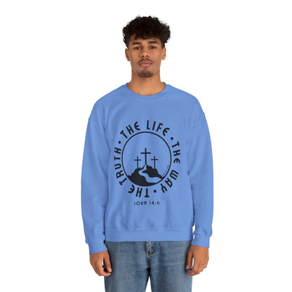 John 14:6 Single Color Crewneck Sweatshirt
