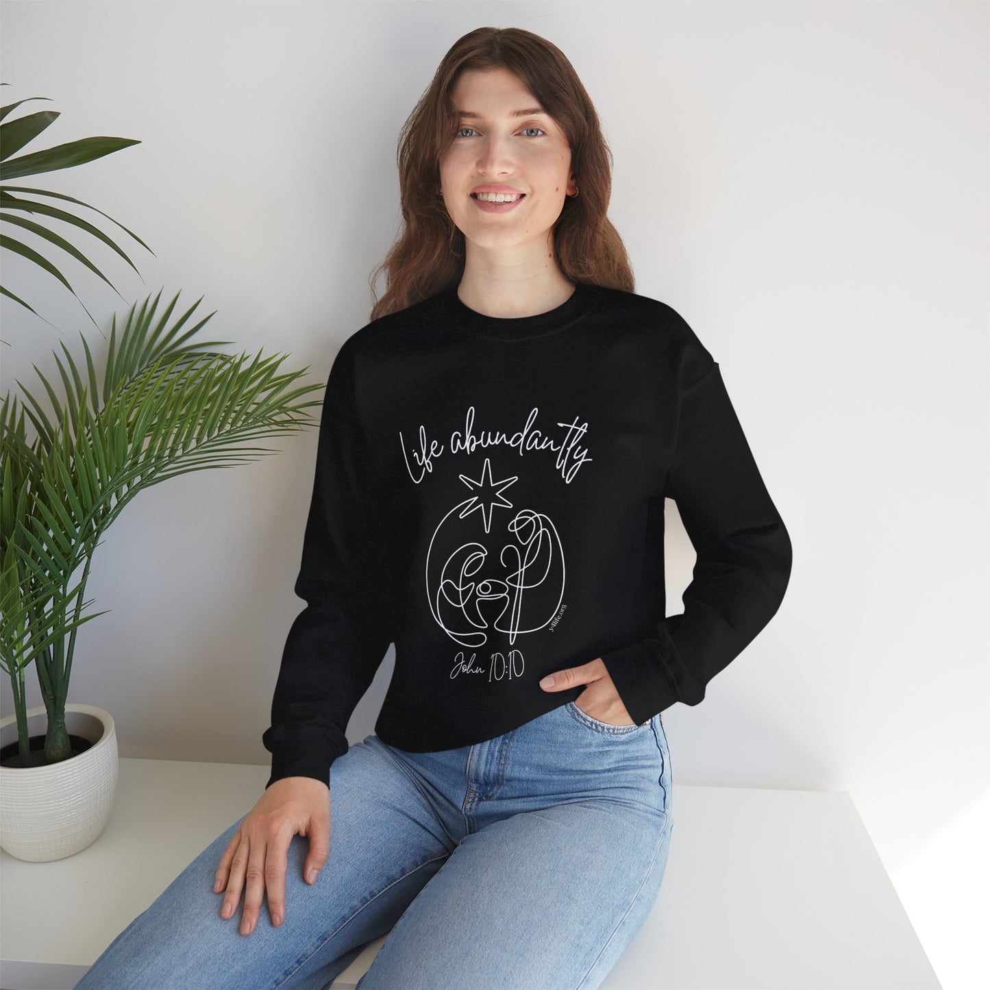 Life Abundantly Line Art Crewneck Sweatshirt