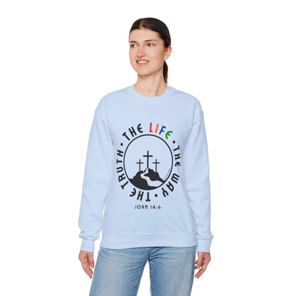 John 14:6 Multicolor Crewneck Sweatshirt