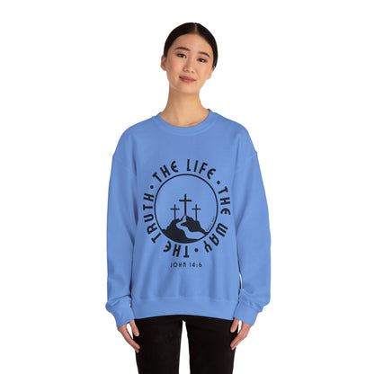 John 14:6 Single Color Crewneck Sweatshirt
