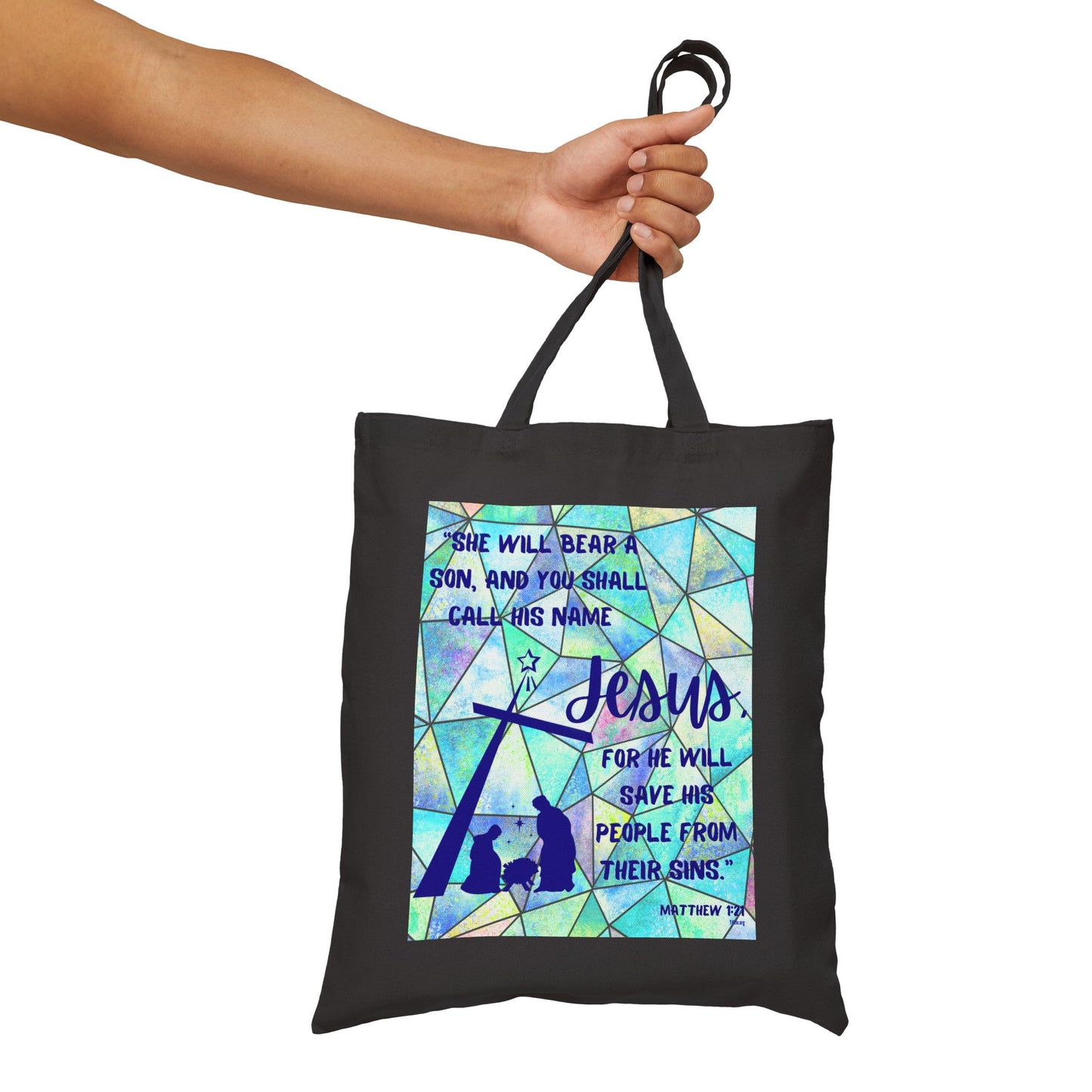 Matthew 1:21 Cotton Canvas Tote Bag