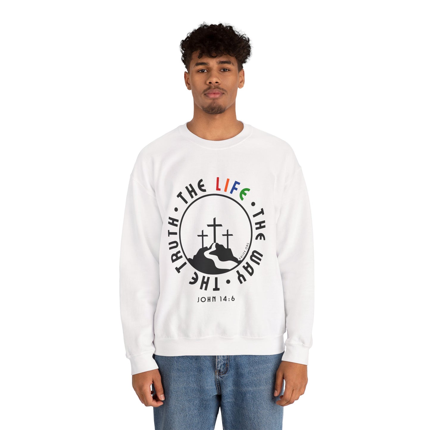 John 14:6 Multicolor Crewneck Sweatshirt